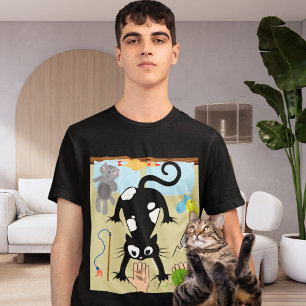ベッドおもしろい付き甘やかされた猫、猫のおもちゃや、軽食ブラット Tシャツ