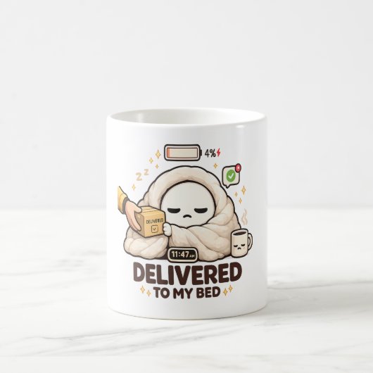 ベッドお届けもの – 楽しい 怠惰 コーヒーマグカップ (中央)