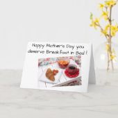 ベッドでの朝食- 母の日 カード (黄色い花)