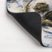 ベッドで眠っている猫 マウスパッド (コーナー)