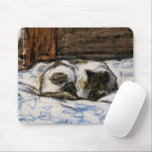 ベッドで眠っている猫 マウスパッド (マウス)