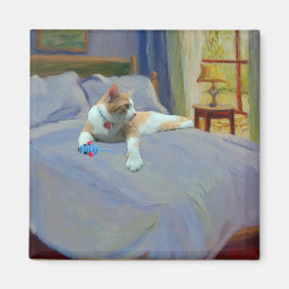 ベッドにオレンジキャット マグネット