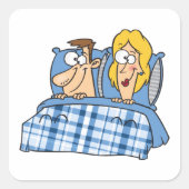 ベッドにカップル スクエアシール (正面)