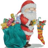 ベッドにプレッシーを入れたかわいいサンタの写真 スモールクリスマスストッキング