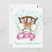 ベッドに入っているバニーが良いハガキを取る ポストカード (正面/裏面)