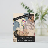 ベッドに行かない不機嫌おもしろいヴィンテージ ポストカード (スタンド正面)