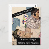 ベッドに行かない不機嫌おもしろいヴィンテージ ポストカード (正面/裏面)