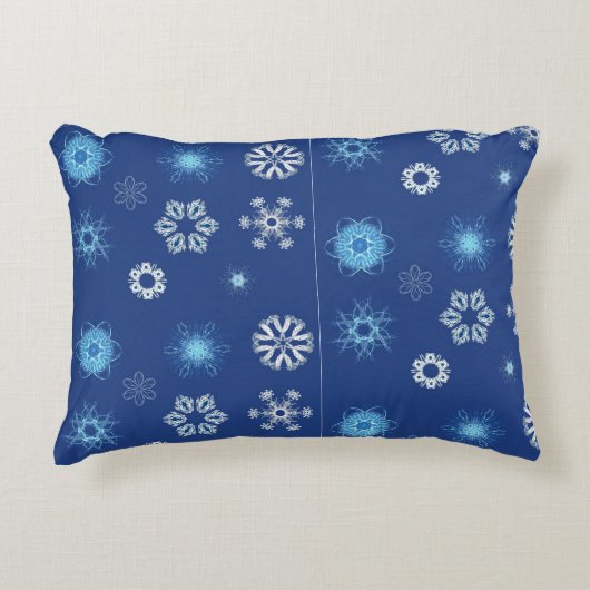 ベッドに降るクリスマスの雪の結晶 アクセントクッション (正面)