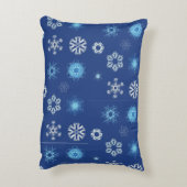 ベッドに降るクリスマスの雪の結晶 アクセントクッション (裏面(縦))