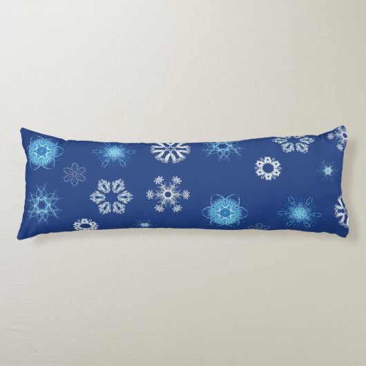 ベッドに降るクリスマスの雪の結晶 ボディピロー (正面)