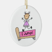 ベッドに飛び乗るスティックフィギュア セラミックオーナメント (右)