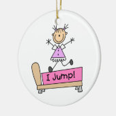 ベッドに飛び乗るスティックフィギュア セラミックオーナメント (左)