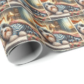 ベッドに髭を生やしたコリー ラッピングペーパー (ロールコーナー)