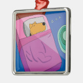 ベッドのオーナメントの小犬 メタルオーナメント (左)