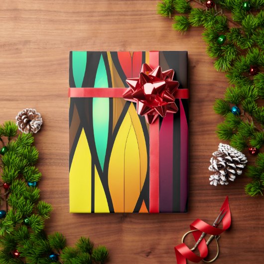 ベッドのステンドグラスのカタルーズモザイクパターン ラッピングペーパー (クリスマスギフト)