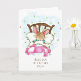 ベッドのバニーGet Well Card カード