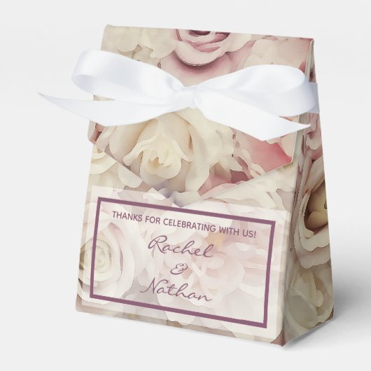 ベッドのバラ結婚式の引き出物テントスタイルボックス フェイバーボックス (正面サイド)