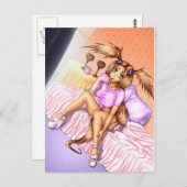 ベッドの上のアニメガール・ニッキ ポストカード (正面/裏面)