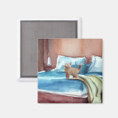 ベッドの上の子猫 マグネット (正面/裏面)