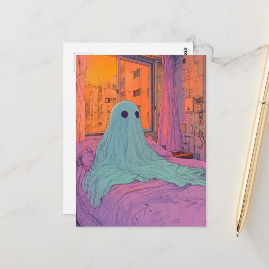 ベッドの上の幽霊 ポストカード (正面/裏面インサイチュ)
