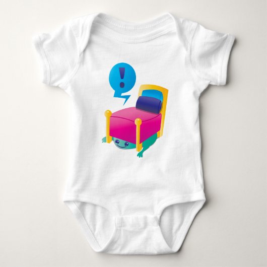 ベッドの下で潜んでいる恐いモンスター ベビーボディスーツ (正面)