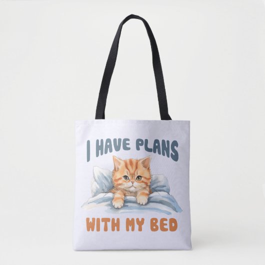 ベッドの予定がある – Cozy Orange Cat トートバッグ (正面)