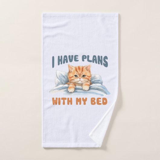 ベッドの予定がある – Cozy Orange Cat バスタオルセット (ハンドタオル)