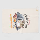 ベッドの予定が入ってごめんなさい、居心地のよい猫 ゴルフタオル (横)