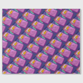 ベッドの包装紙の小犬 ラッピングペーパー (フラット)