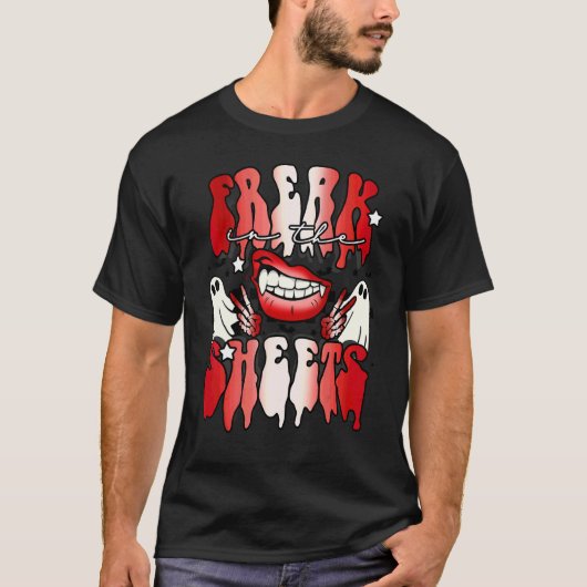 ベッドの狂女 ハロウィンの幽霊 Tシャツ (正面)