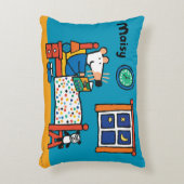 ベッドの青のパジャマの準備ができているMaisy アクセントクッション (正面(垂直))