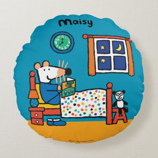 ベッドの青のパジャマの準備ができているMaisy ラウンドクッション (正面)