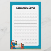 ベッドの青のパジャマの準備ができているMaisy 便箋 (正面)