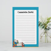 ベッドの青のパジャマの準備ができているMaisy 便箋 (スタンド正面)