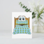 ベッドカートゥーンブルーと金ゴールド ポストカード (スタンド正面)