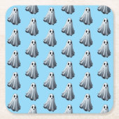 ベッドシート幽霊 スクエアペーパーコースター (正面)