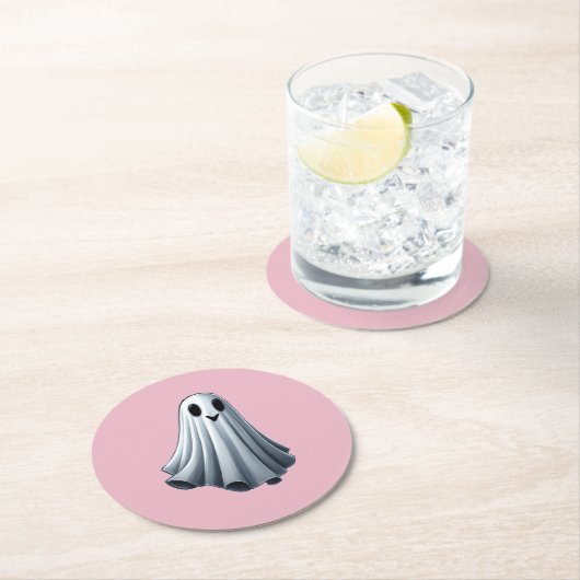 ベッドシート幽霊 ラウンドペーパーコースター (インサイチュ)