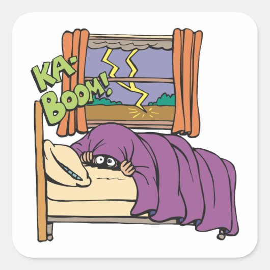 ベッドスクエアステッカーに隠れる子供 スクエアシール (正面)