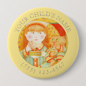 ベッドタイムスナック子IDボタン – 黄色 缶バッジ (正面)