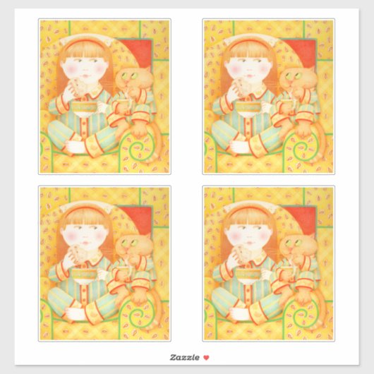 ベッドタイムスナック14インチ（4小）ビニールステッカー シール (シート)