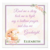 ベッドタイムソートルーム子供へカスタマイズ可能文字 フォトプリント (正面)