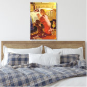 ベッドタイム祈りの言葉、子犬と女の子、ヴィンテージ宗教 キャンバスプリント (インサイチュ (寝室))