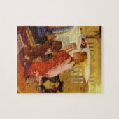 ベッドタイム祈りの言葉、子犬と女の子、ヴィンテージ宗教 ジグソーパズル (横)