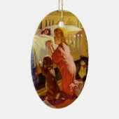 ベッドタイム祈りの言葉、子犬と女の子、ヴィンテージ宗教 セラミックオーナメント (右)