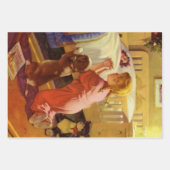 ベッドタイム祈りの言葉、子犬と女の子、ヴィンテージ宗教 ラッピングペーパーシート (正面3)