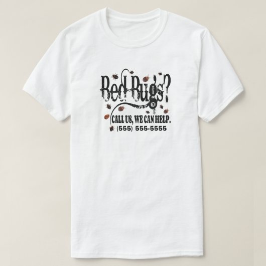 ベッドバグ除去広告 Tシャツ (デザイン正面)
