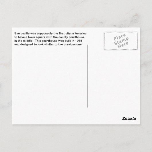 ベッドフォードカウンティコートハウスシェルビービル, TN ポストカード (裏面)