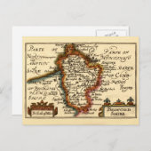 ベッドフォードシャー郡イングランド古古古古美術家の地図 ポストカード (正面/裏面)