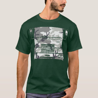 ベッドフォードTM 1980sクラシック大型トラック都市カモエ Tシャツ