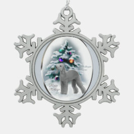 ベッドリントンテリアクリスマス スノーフレークピューターオーナメント